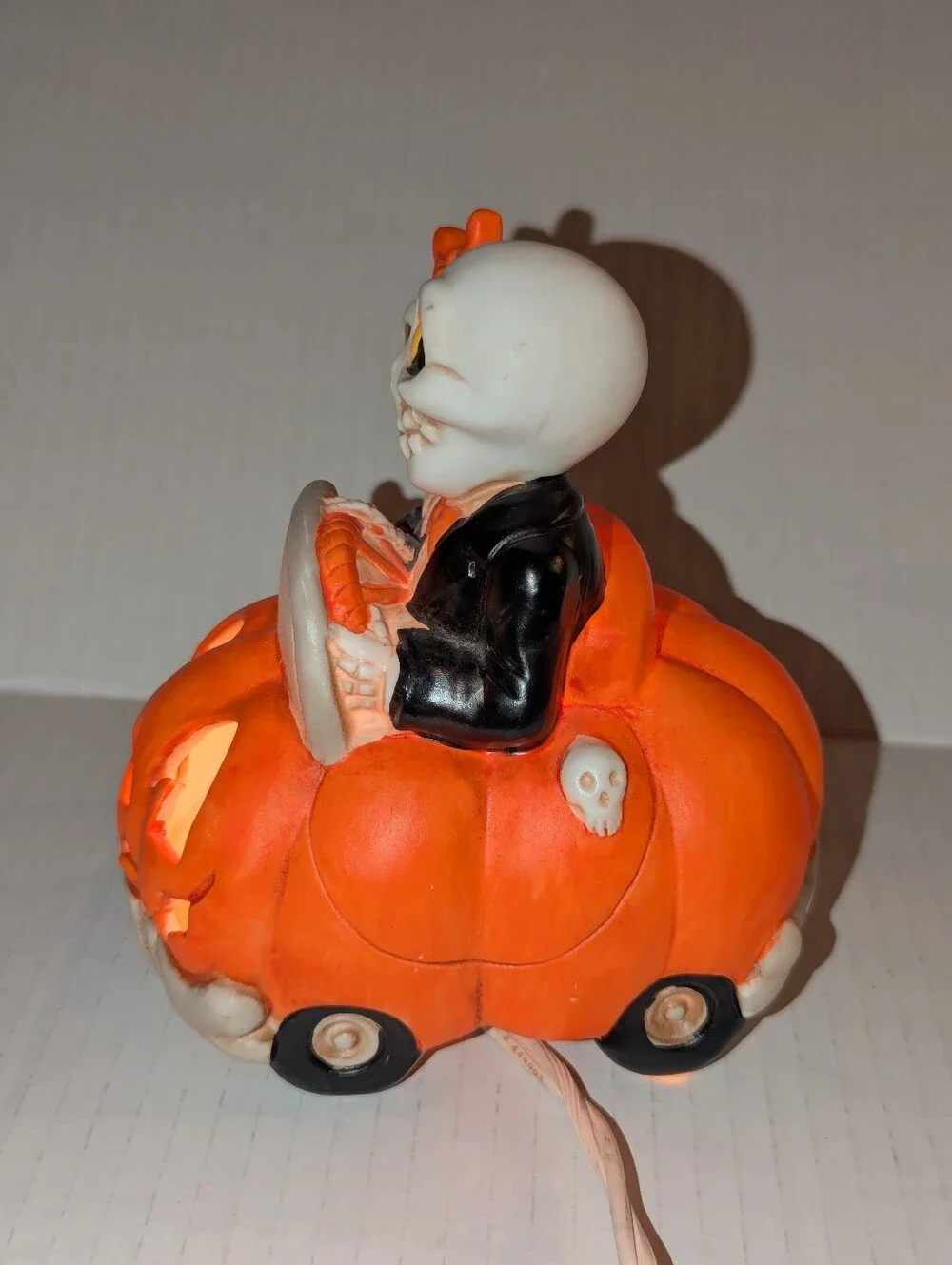 Halloween Skeleton Couple Pumpkin Car Light Up VTG 1990 Enesco Mark Cook